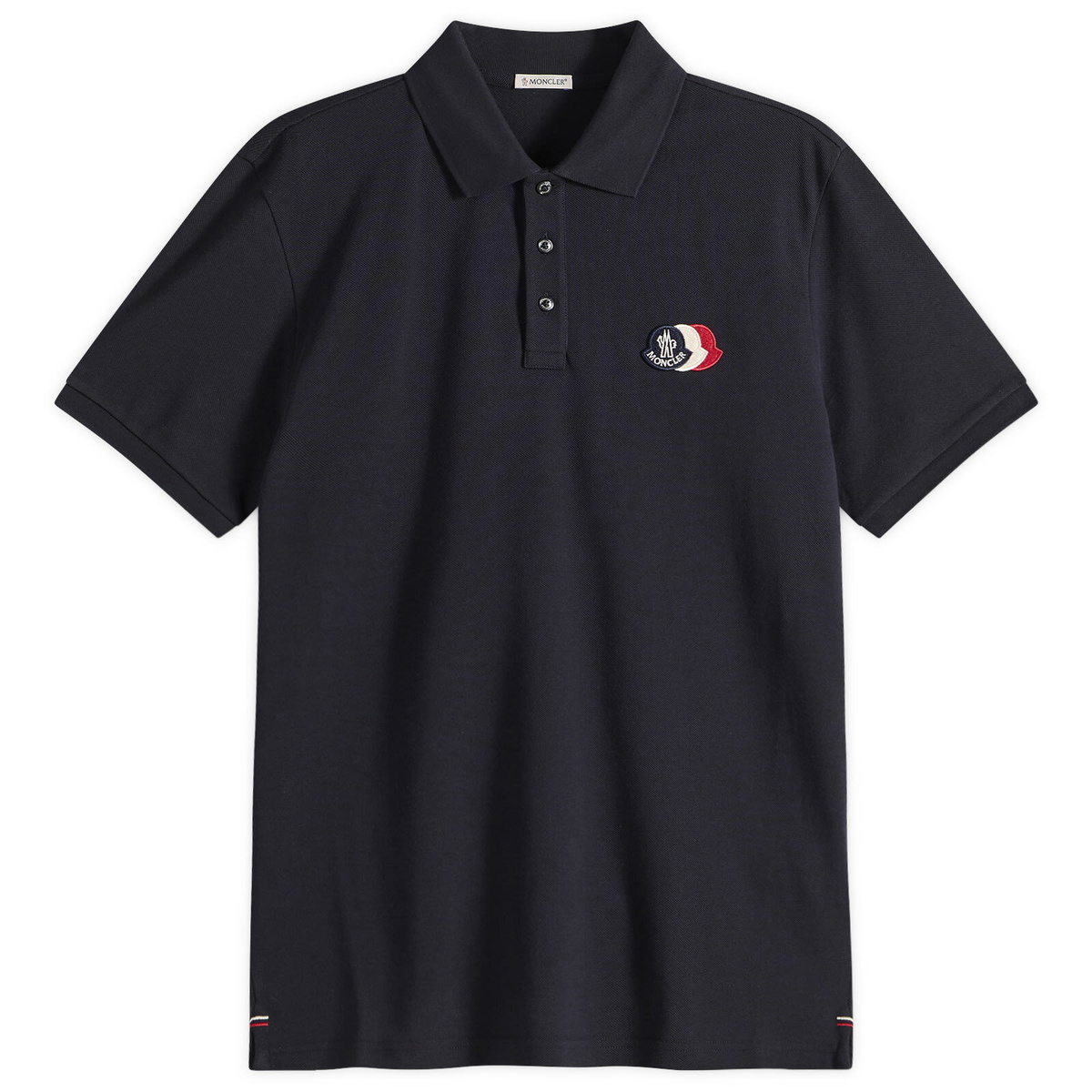 Moncler Men's Cotton Pique Logo Polo in Navy