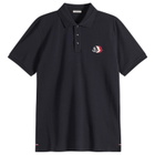 Moncler Men's Cotton Pique Logo Polo in Navy