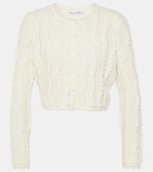 Oscar de la Renta Cropped scalloped knitted cardigan