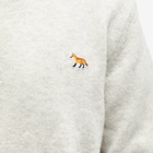 Maison Kitsuné Men's Baby Fox Patch Crew Knit in Light Grey Melange