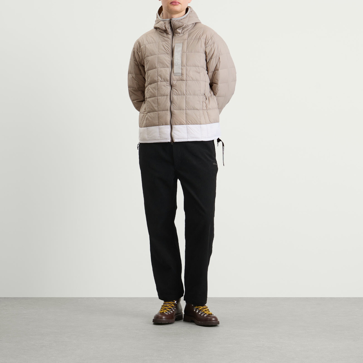 Taion Men's x Mountain Research Down Zip Parka Jacket in Grey