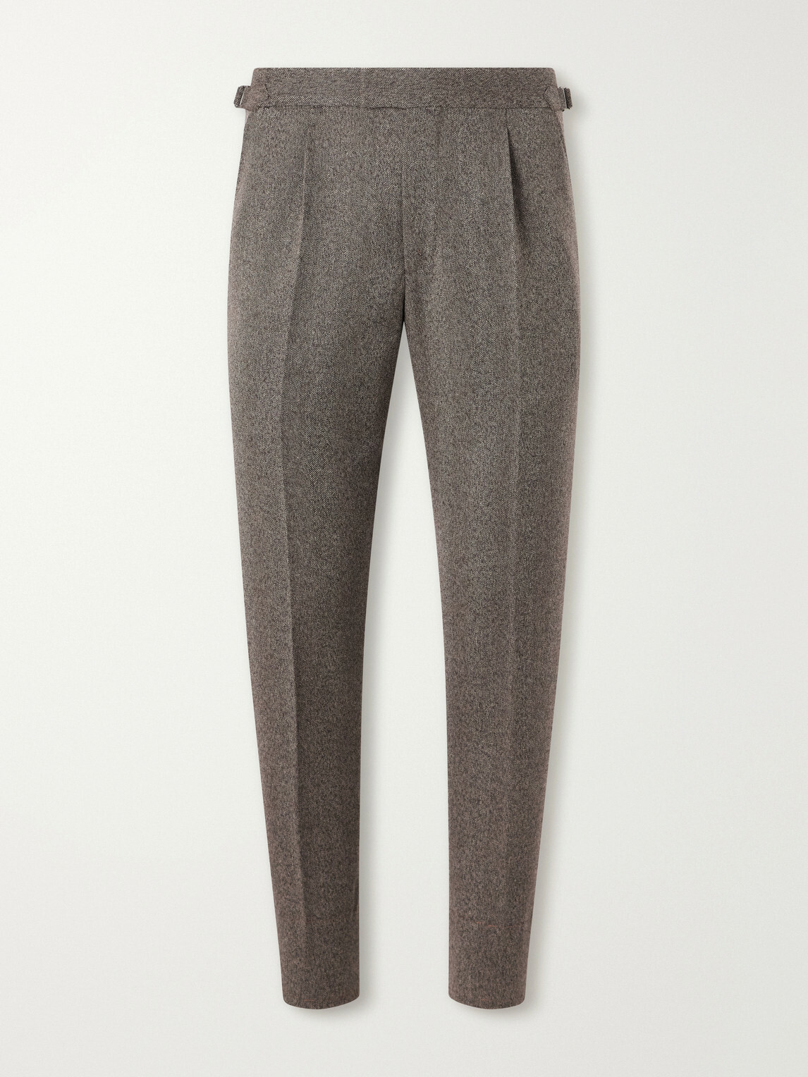 Zegna - Tapered Herringbone Wool and Cashmere-Blend Trousers - Brown