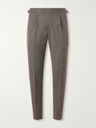 Zegna - Tapered Herringbone Wool and Cashmere-Blend Trousers - Brown