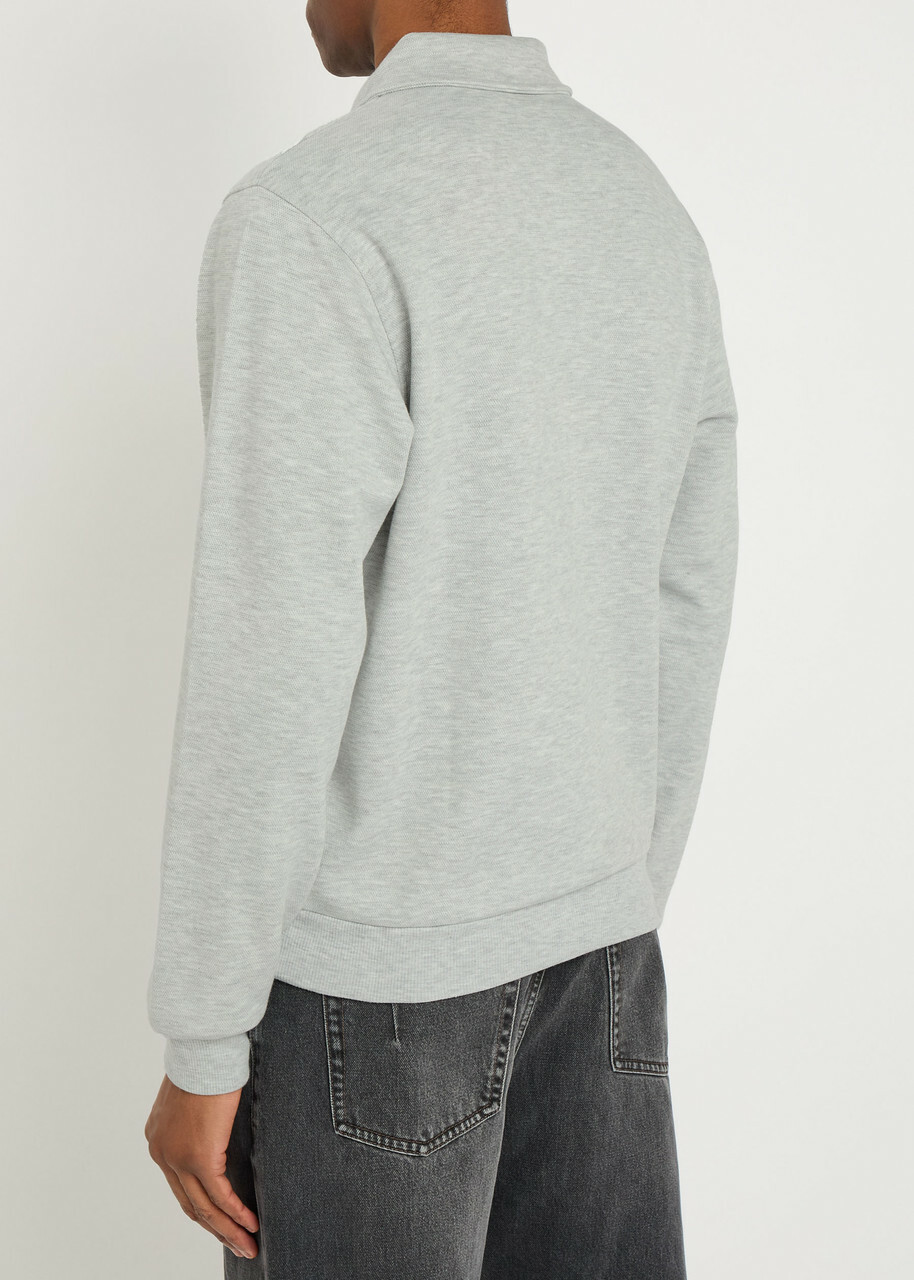 Les Deux Ben Melange Cotton-blend Polo Jumper Light Grey