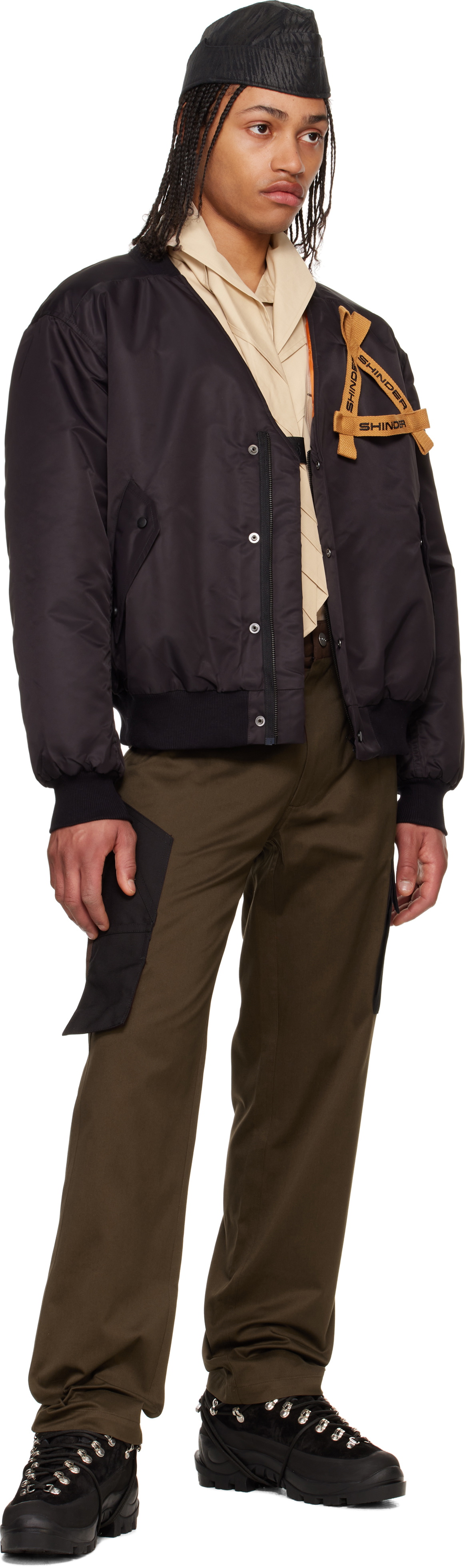 Olly Shinder Black V Bomber Jacket