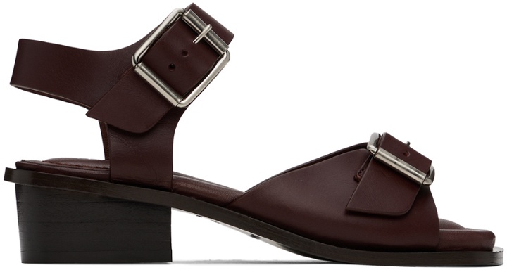 Photo: LEMAIRE Burgundy Square 35 Heeled Sandals