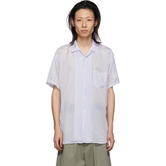 Photo: Comme des Garcons Shirt White and Blue Cupro Striped Shirt