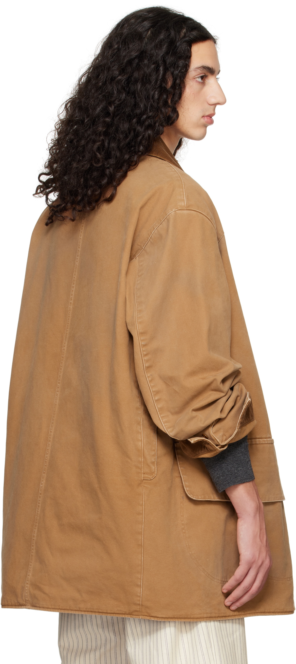 Maison Margiela Tan Corduroy Collar Waxed Coat Maison Margiela