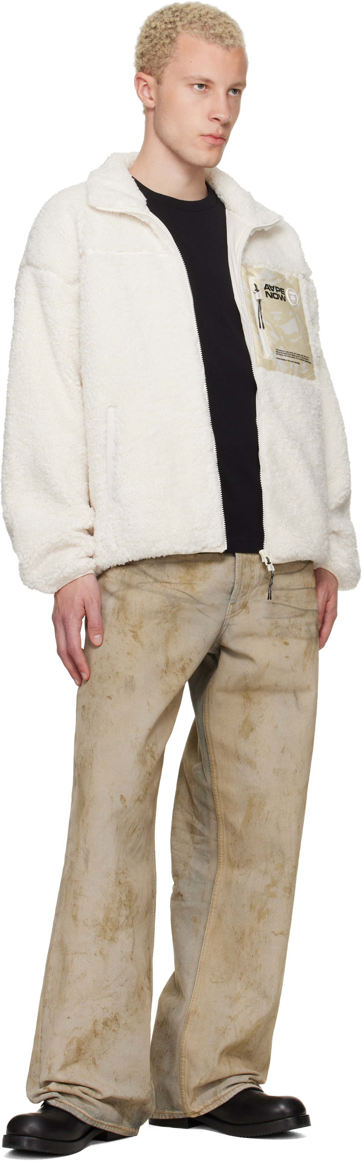AAPE by A Bathing Ape Off-White 'AAPENOW' Moonface Zip-Up Sweater
