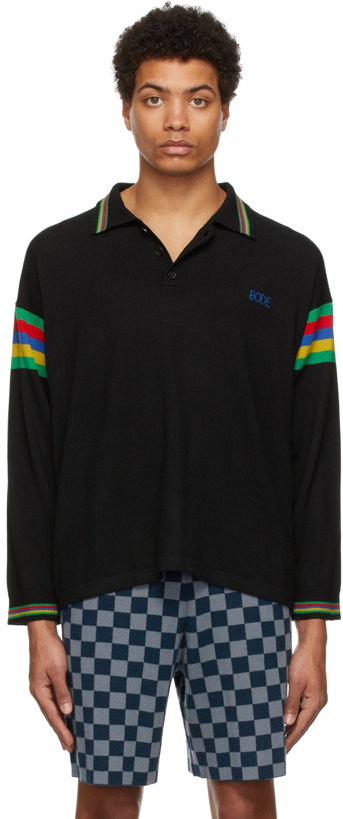 Photo: Bode Black Knit Cycling Polo