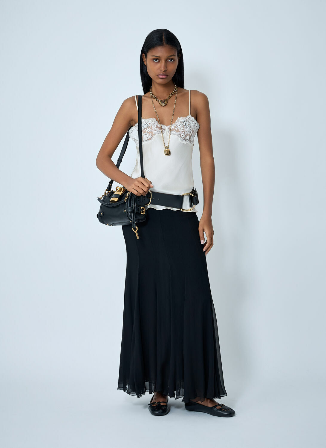 Chloé Silk Satin And Lace Tank Top