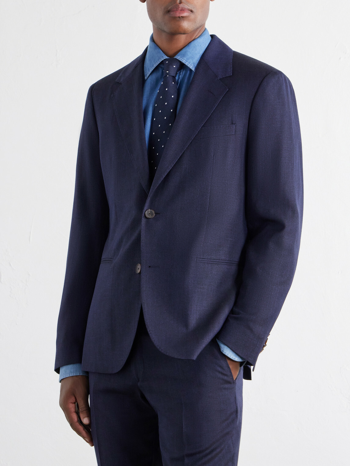 Mr P. - Wool, Silk and Linen-Blend Suit Jacket - Blue
