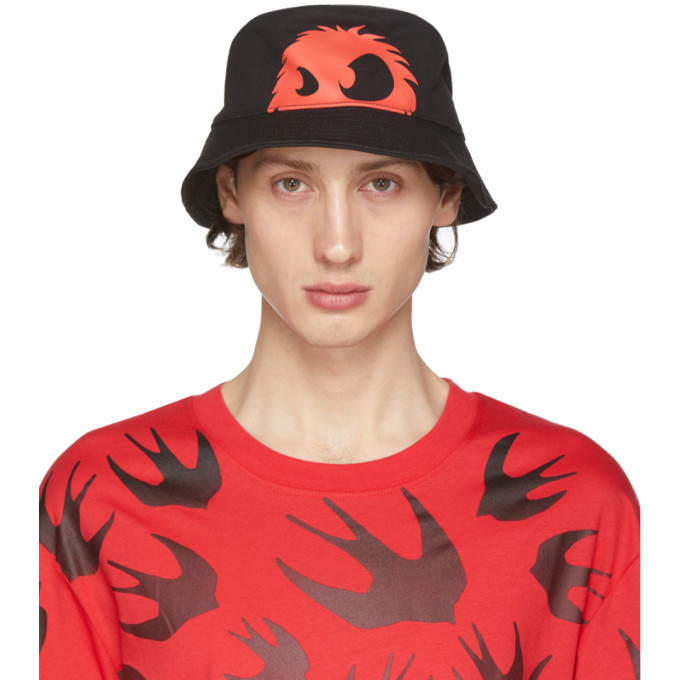 McQ Alexander McQueen Black and Red Chester Bucket Hat McQ