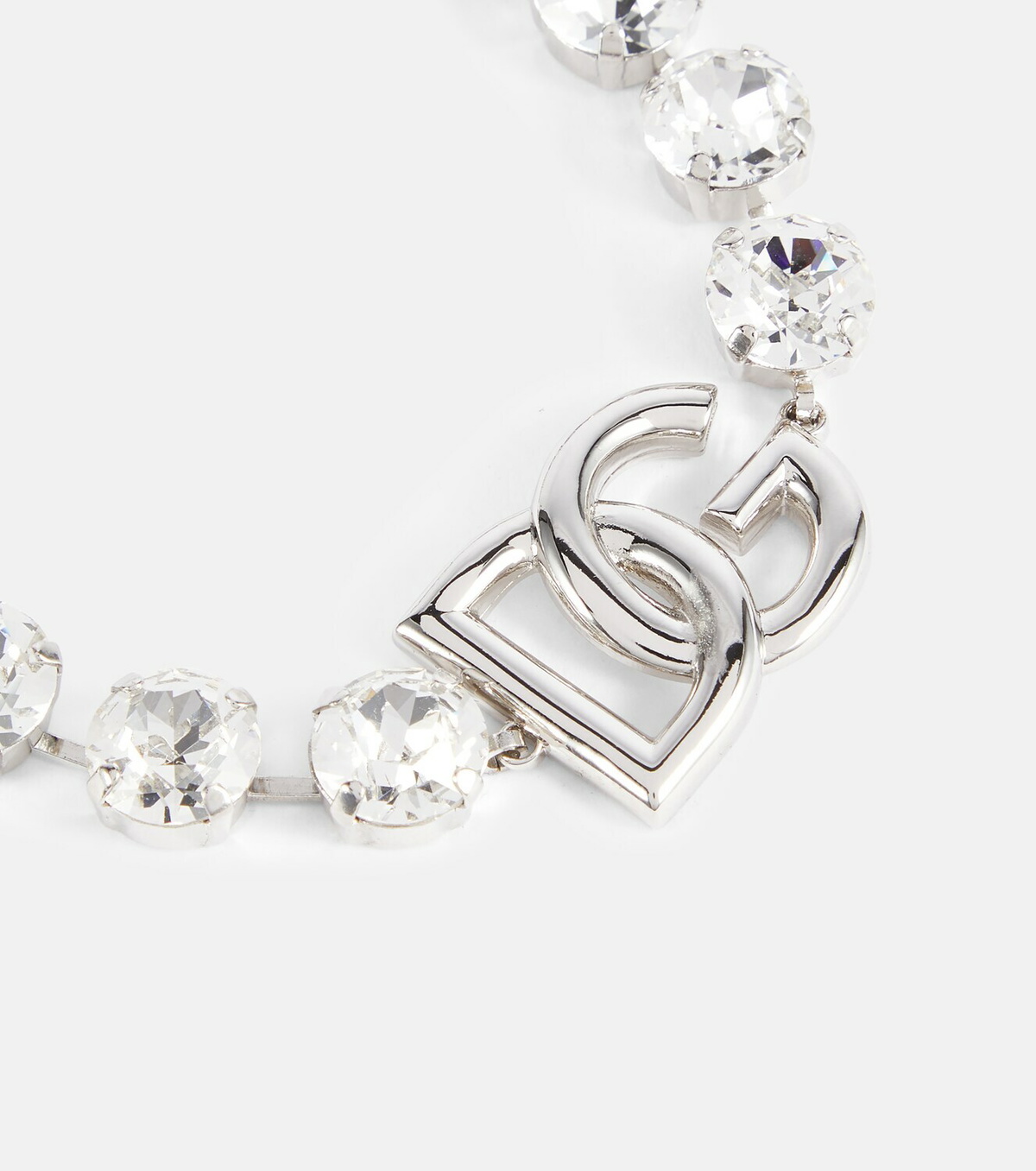 Dolce & Gabbana Silver Tone Brass Beaded Shell DG Logo Pendant Bracelet