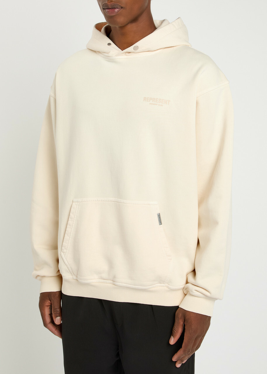 Represent Owners Club Hooded Cotton Sweatshirt Cream