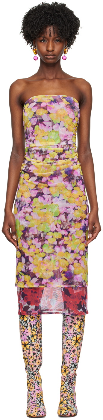 Dries Van Noten Yellow Double Layered Midi Dress Dries Van Noten