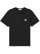 Maison Kitsuné - Logo-Appliquéd Cotton-Jersey T-Shirt - Black