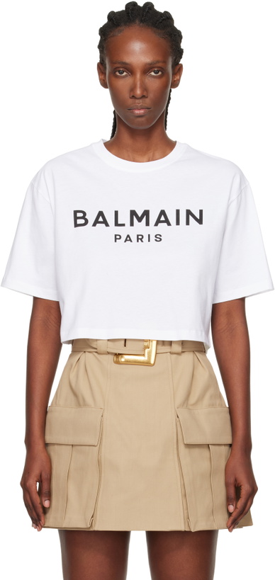 Photo: Balmain White 'Balmain Paris' Print T-shirt