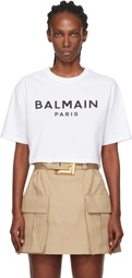 Balmain White 'Balmain Paris' Print T-shirt