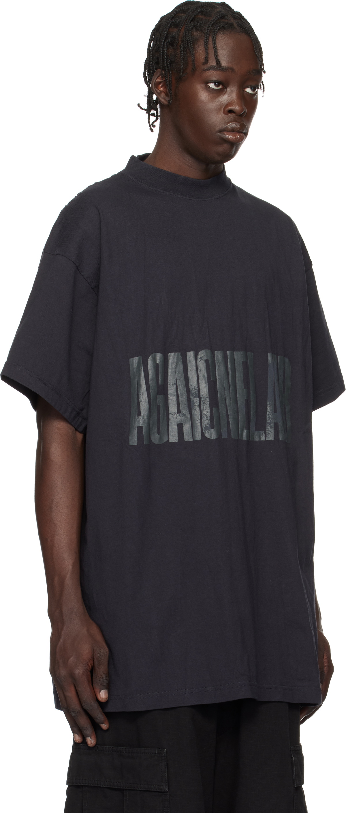 【BALENCIAGA】ブラック Agaicnelab オーバーサイズ Tシャツ Balenciaga Black 'Agaicnelab' Oversized T-shirt Balenciaga