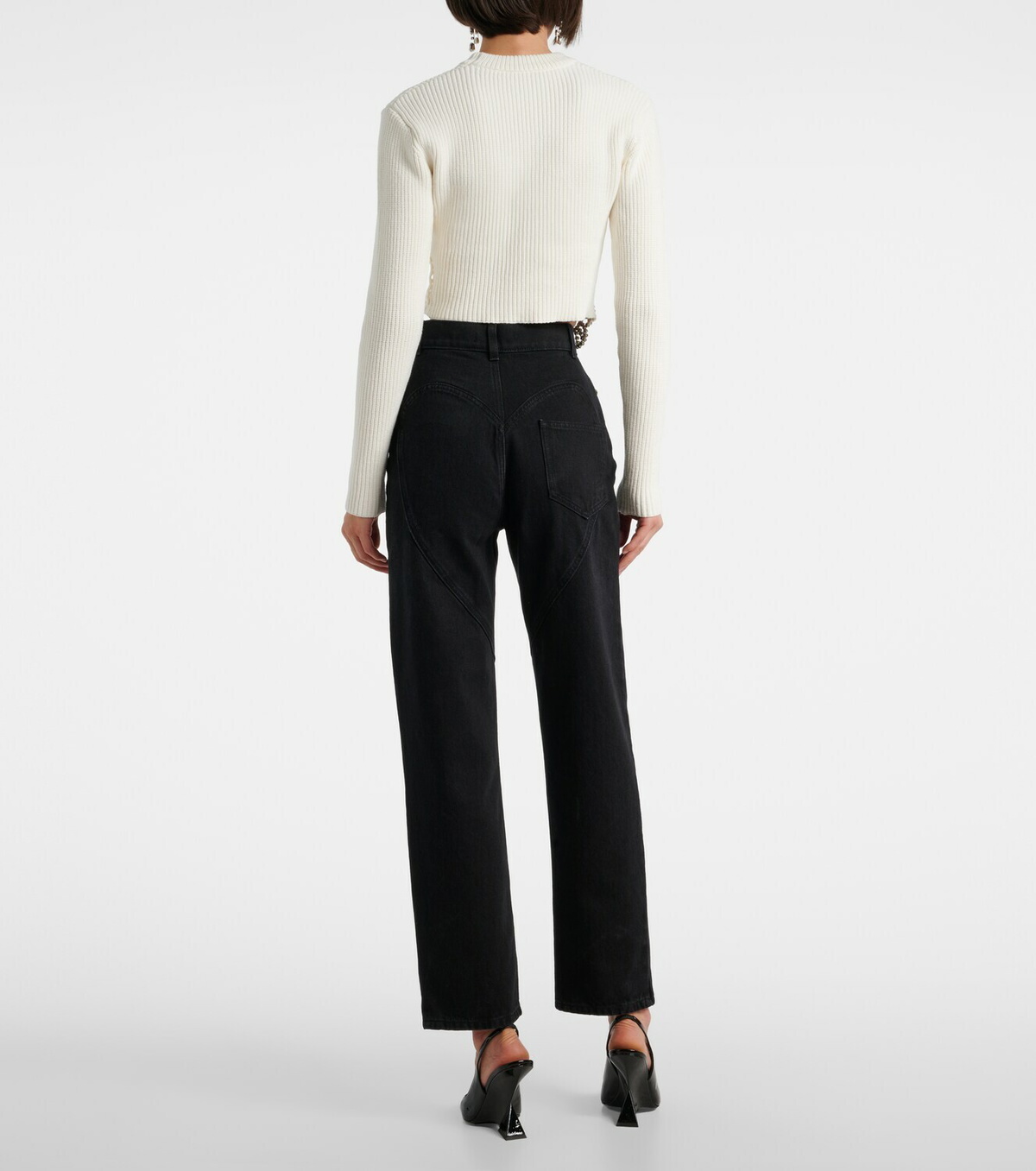 Area Crystal-embellished straight jeans