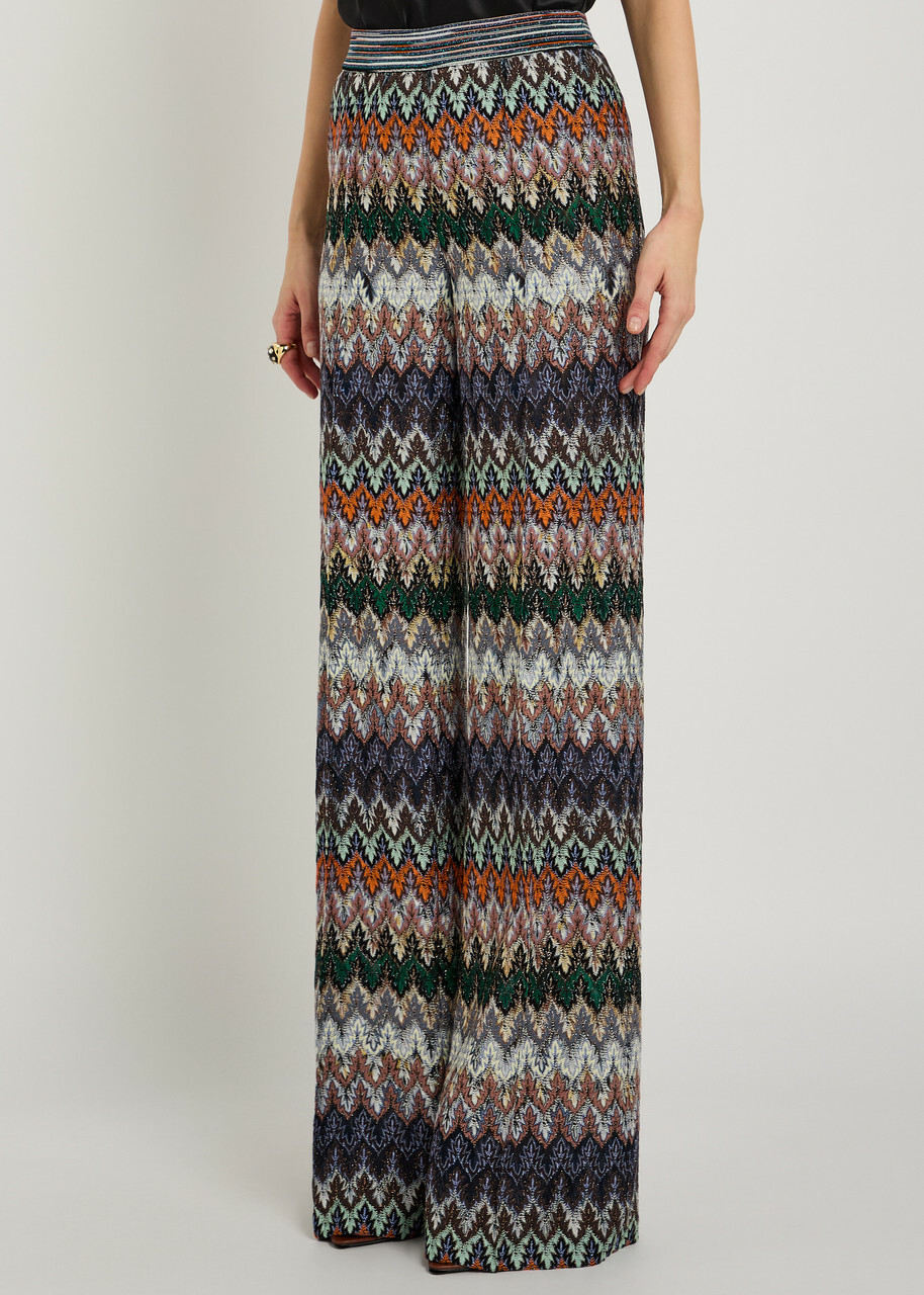 Missoni Chevron Fine-knit Wide-leg Trousers Multicoloured