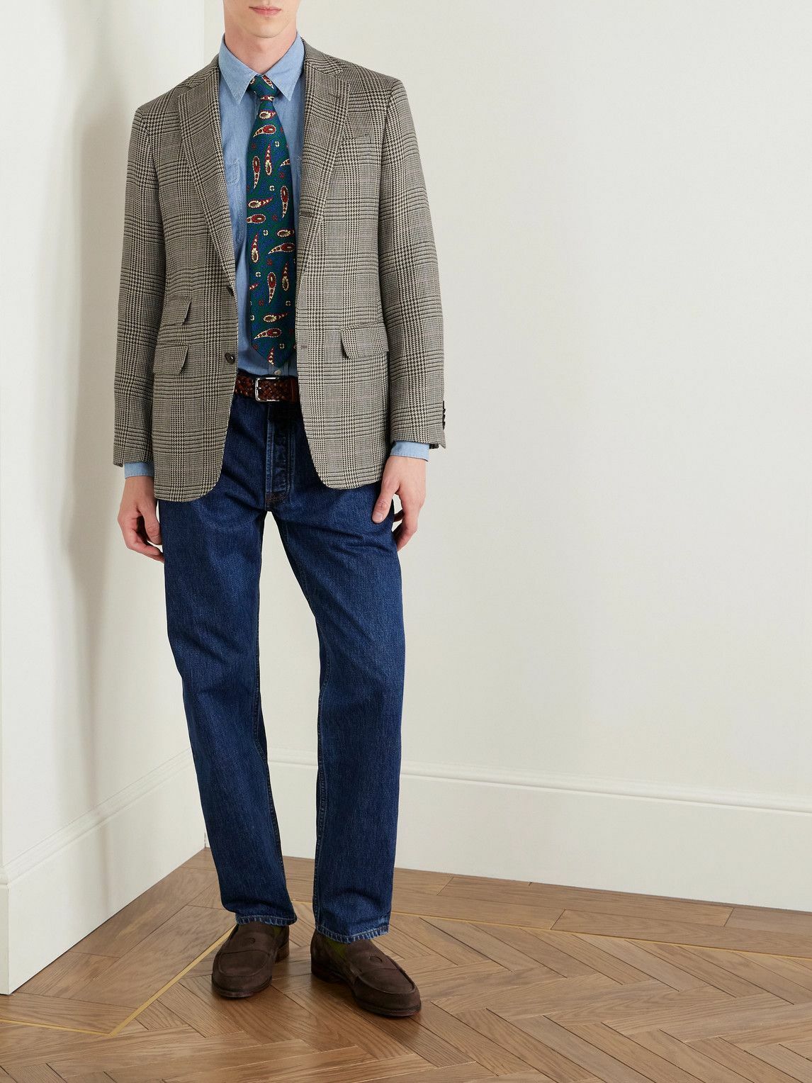 Sid Mashburn - Virgil No.2 Slim-Fit Prince of Wales Checked Wool and Linen-Blend Hopsack Blazer - Neutrals