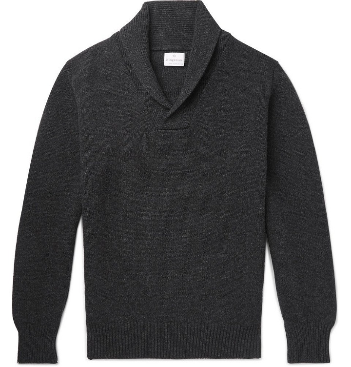 Photo: Kingsman - Shawl-Collar Wool and Cashmere-Blend Sweater - Charcoal