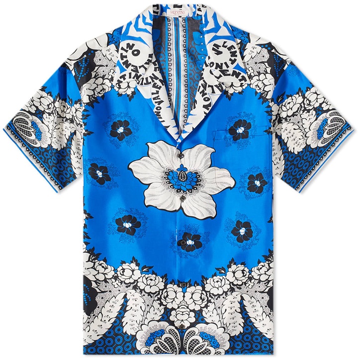 Photo: Valentino Men's Flower Bandana Vacation Shirt in St. Bandana Blue Flower
