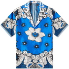 Valentino Men's Flower Bandana Vacation Shirt in St. Bandana Blue Flower