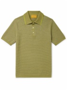 Guest In Residence - Striped Textured-Knit Cotton Polo Shirt - Green