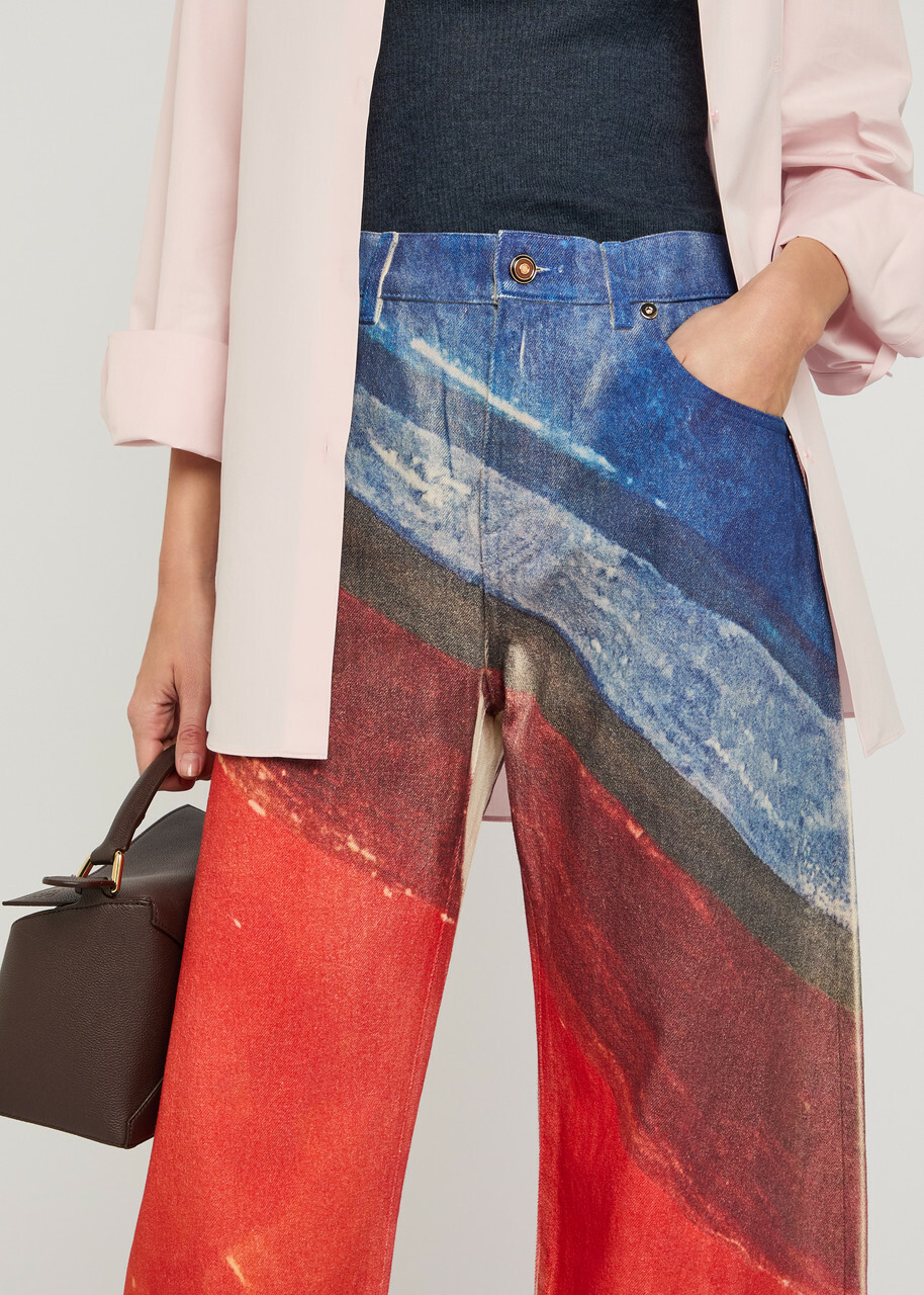 Gabriela Hearst Amoret Printed Barrel-leg Denim Jeans Red