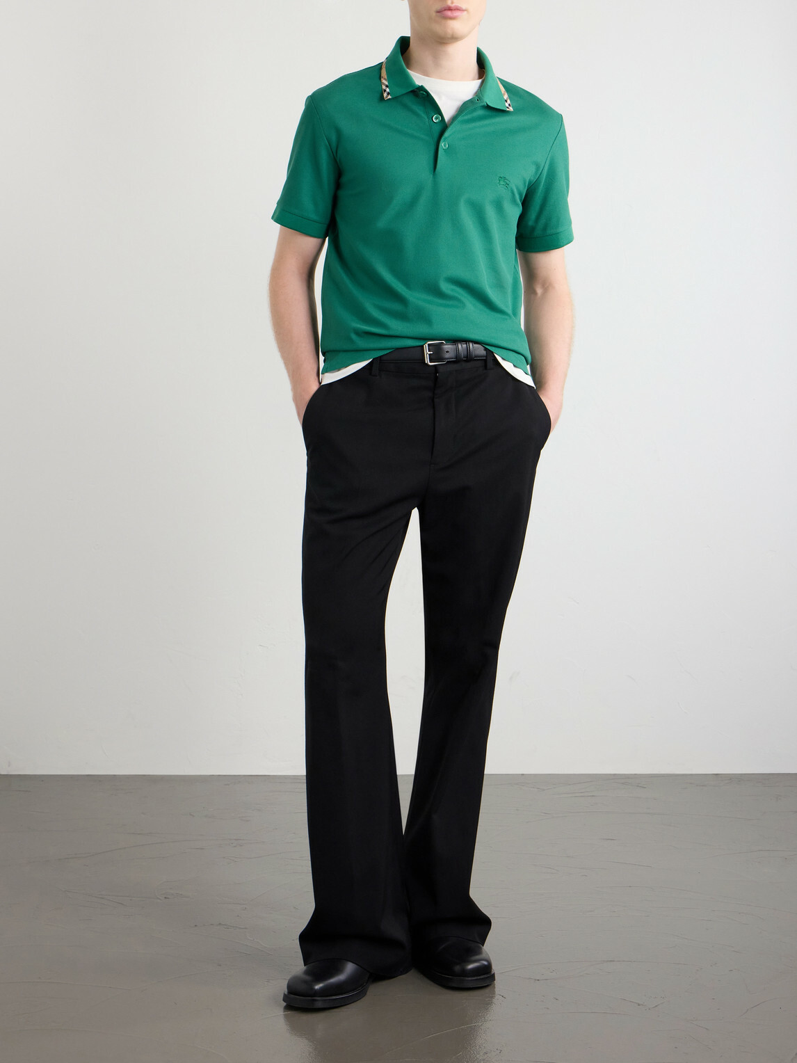 Burberry - Logo-Embroidered Checked Cotton-Piqué Polo Shirt - Green