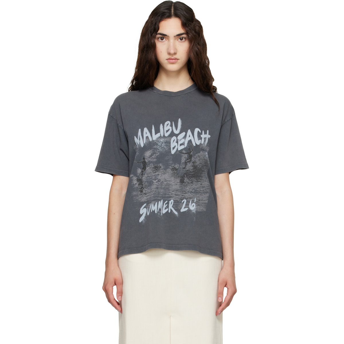 ANINE BING Gray Cade Surfer T-shirt