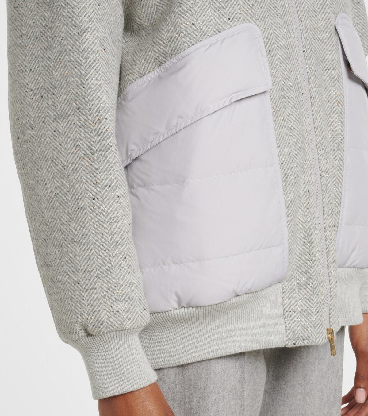 Eleventy Herringbone wool-blend down jacket