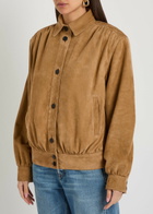 Saint Laurent Gathered Suede Jacket Dark Brown