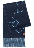 Stella Mccartney Logo Fringed Wool Scarf - Navy - One Size