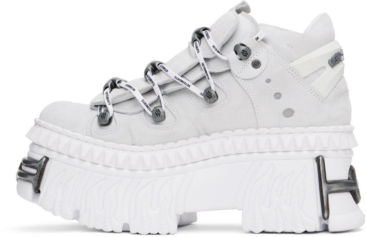 VETEMENTS White & Gray New Rock Edition Fire Platform Sneakers