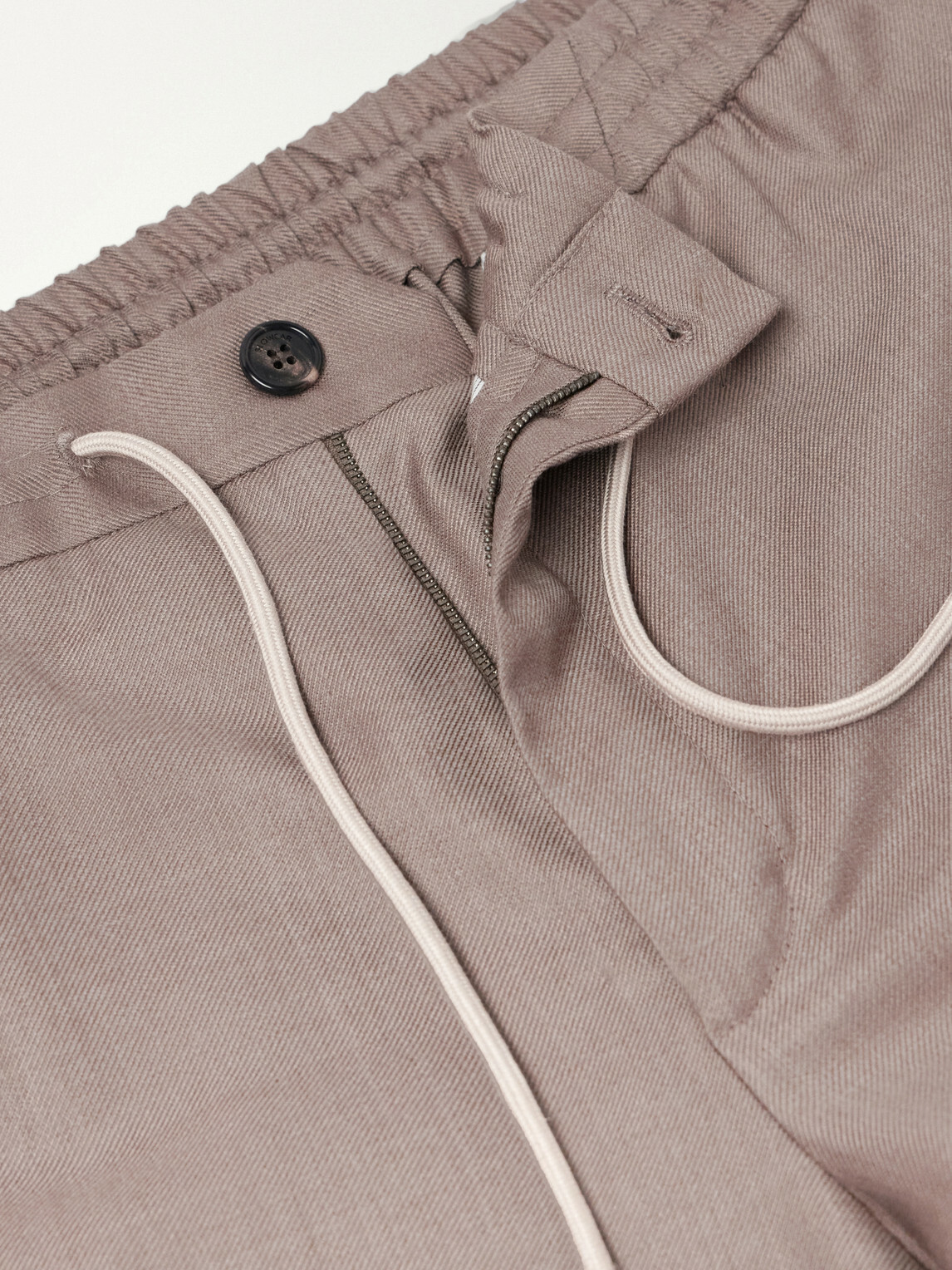 Slowear - Tapered Wool and Silk-Blend Twill Drawstring Trousers - Neutrals