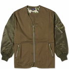 Comme Des Garçons Homme Men's Bomber Sleeve Liner Zip Jacket in Khaki