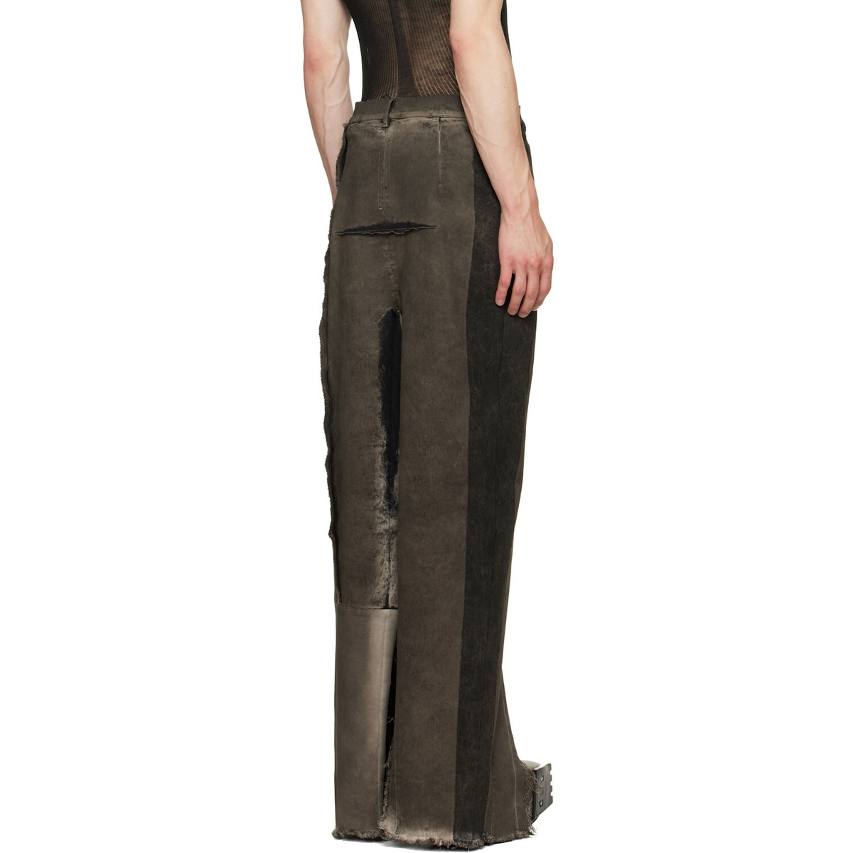 Rick Owens Gray Tower Sliced Denim Maxi Skirt