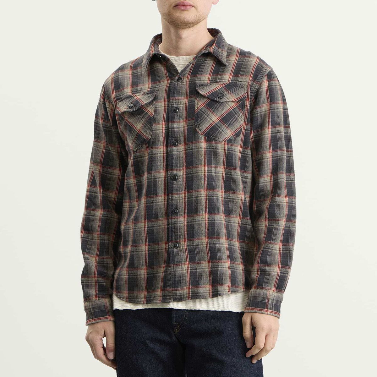 RRL Men's Jasper Check Shirt in Rl-810 Grey/Red