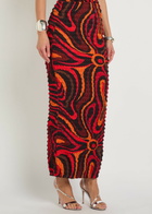 Pucci Printed Seersucker Midi Skirt Orange