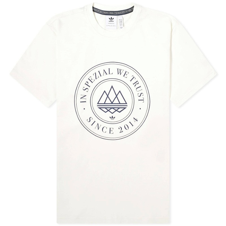Photo: Adidas Statement Men's Adidas SPZL Trefoil 10th Anniversary T-Shirt in Chalk White