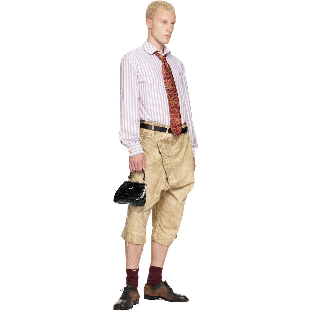 Vivienne Westwood White & Burgundy Two Button Krall Shirt