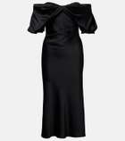 McQueen Draped off-shoulder satin midi dress
