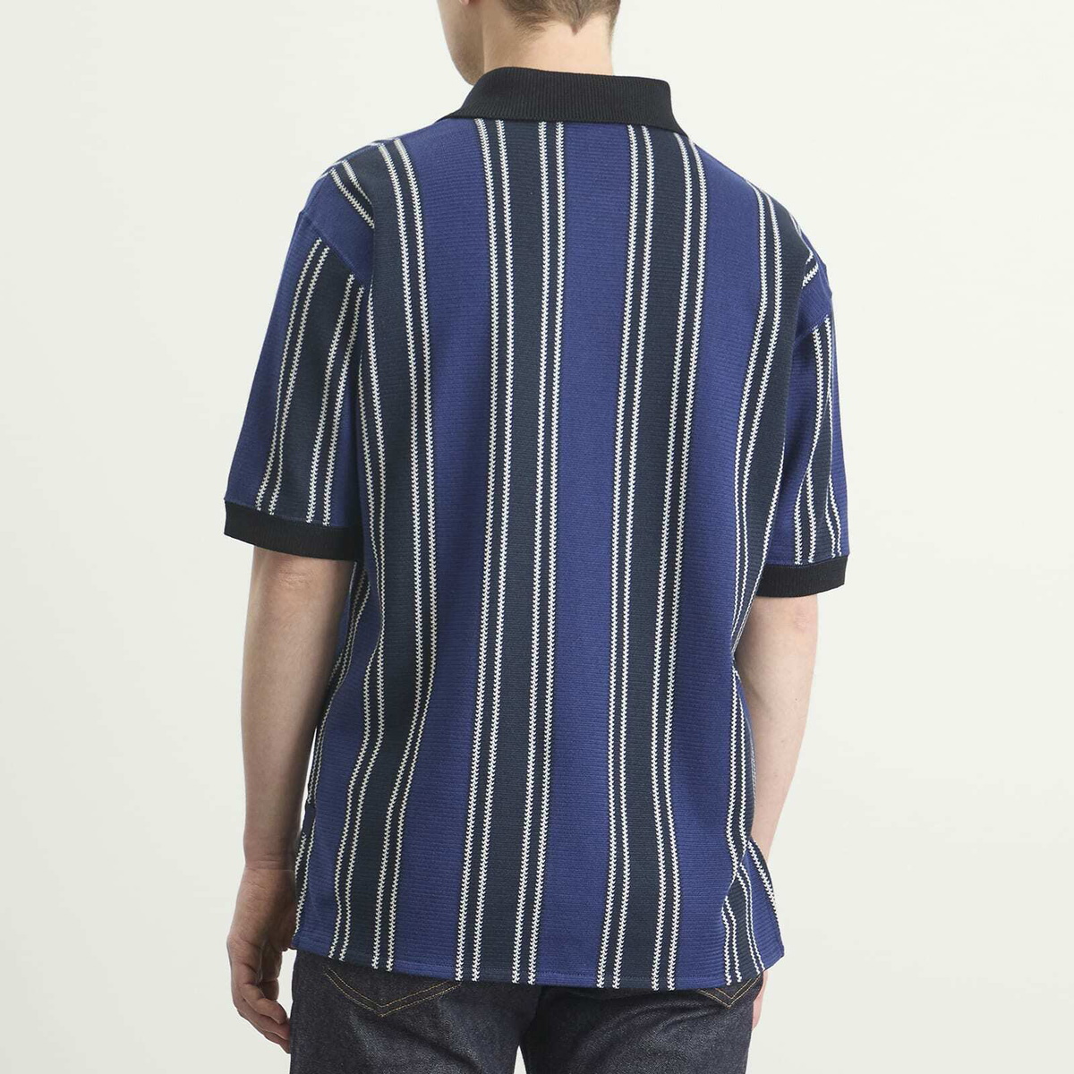 Junya Watanabe MAN Men's Raschel Polo in Navy/Blue/White