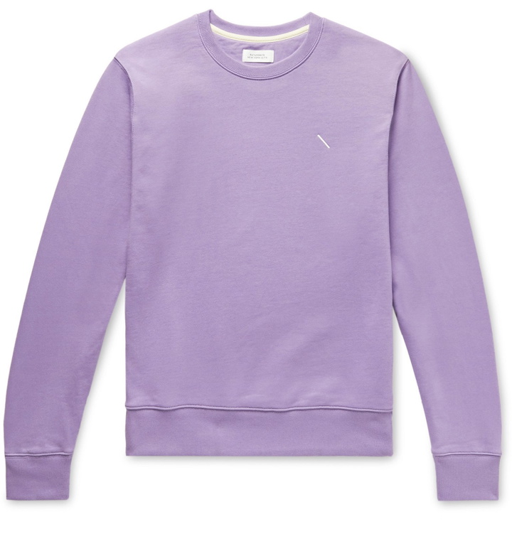 Photo: Saturdays NYC - Bowery Logo-Embroidered Loopback Cotton-Jersey Sweatshirt - Purple