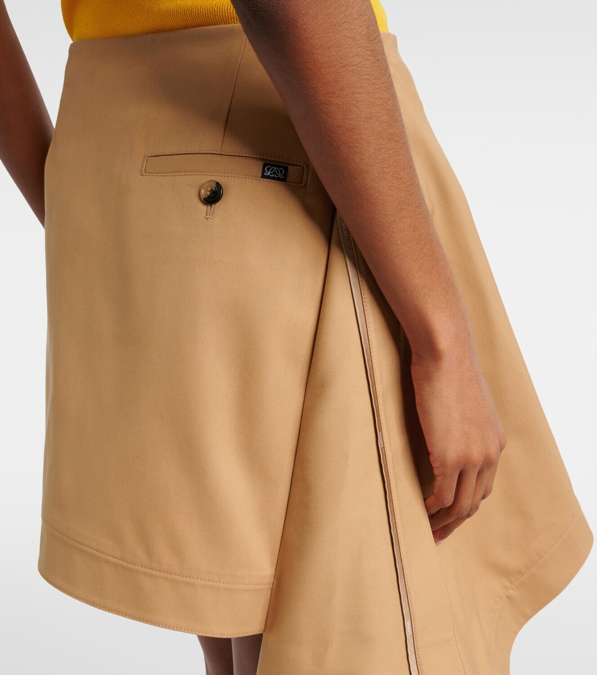 Loewe Asymmetric silk-trimmed cotton miniskirt