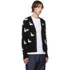 Thom Browne Black Cashmere Intarsia Duck Cardigan